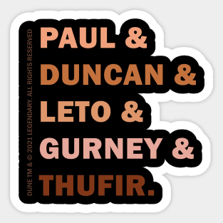 Dune name list Sticker